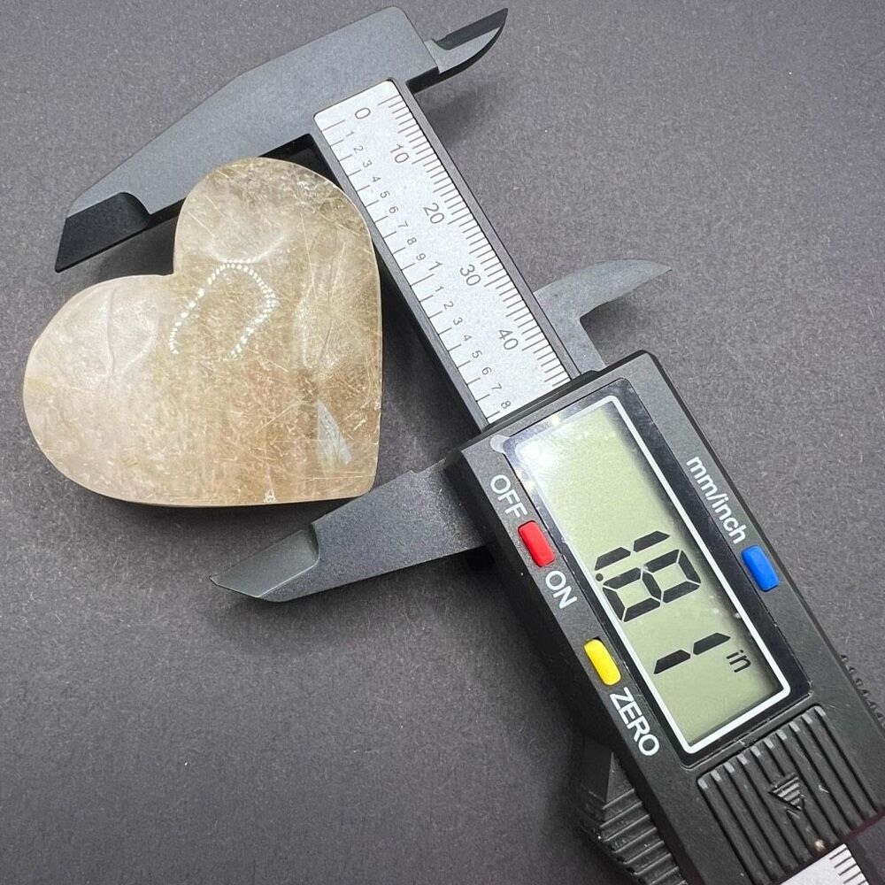Golden Rutilated Clear Quartz‎ Heart (#3) - Picture 10 of 12